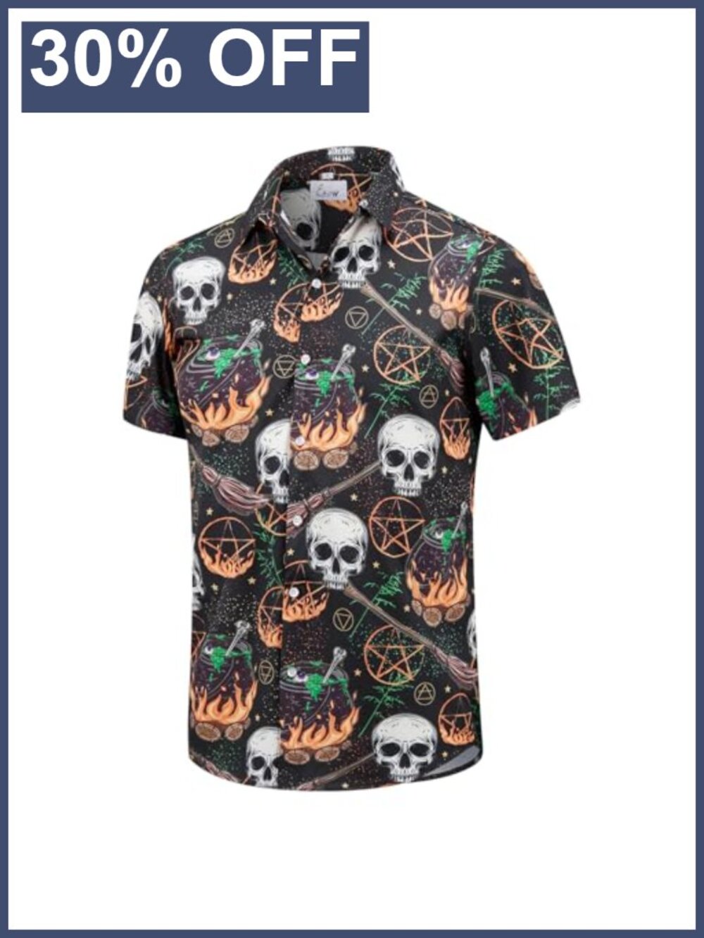 Men's Halloween Hawaiian Shirt Short Sleeve Button Down Beach